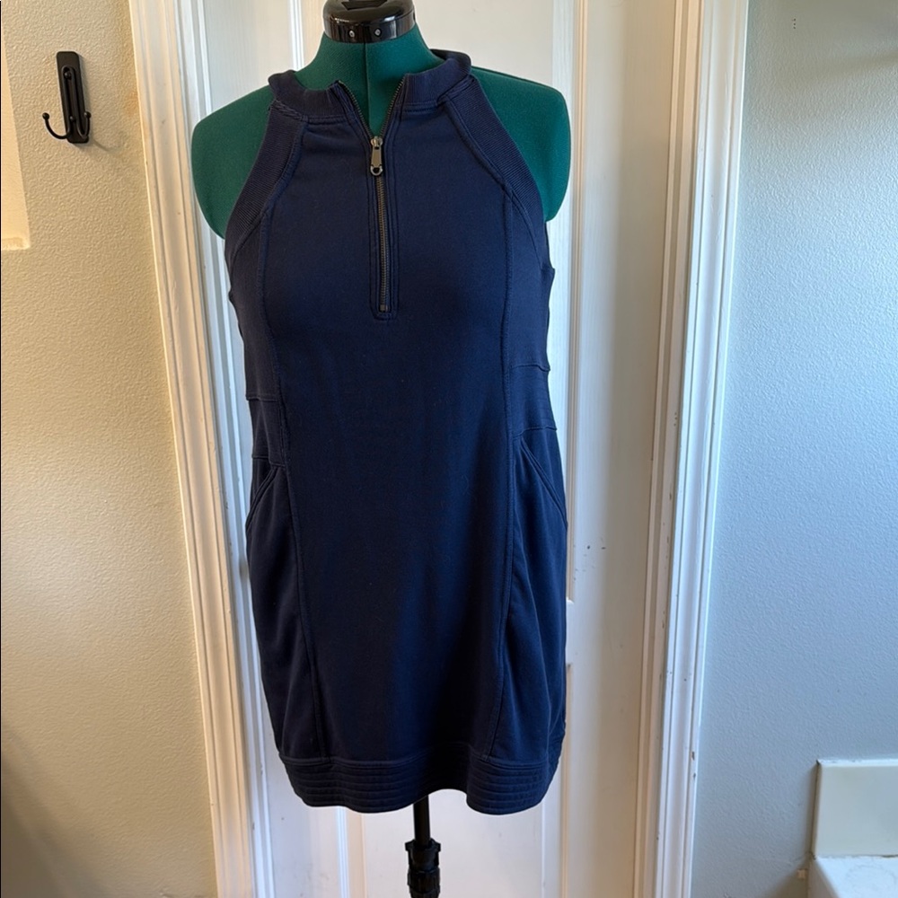 Entro Navy Zip-Front Sleeveless Dress